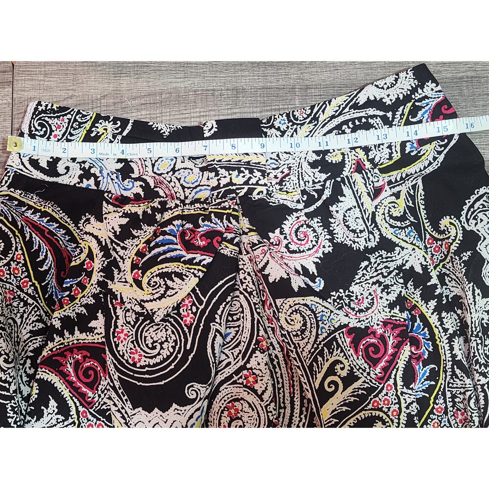 Cristina Paisley Print Stretch A-Line Skirt Women's Medium Black Multicolor - Picture 4 of 5